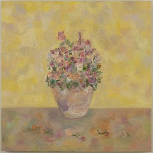 Flowers in Vase (Gold) • 2008 • Oil on Canvas • 18" x 18"         