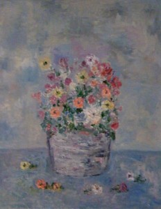 Flowers in Silver Bucket • 2008 • Oil on Canvas • 14" x 11"           